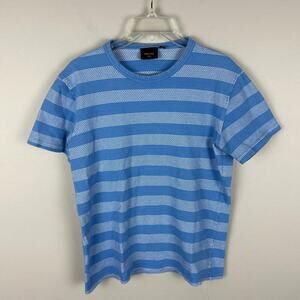 Persival Men's Textured Blue Striped Preppy Crew Neck Short Sleeve Tshirt M